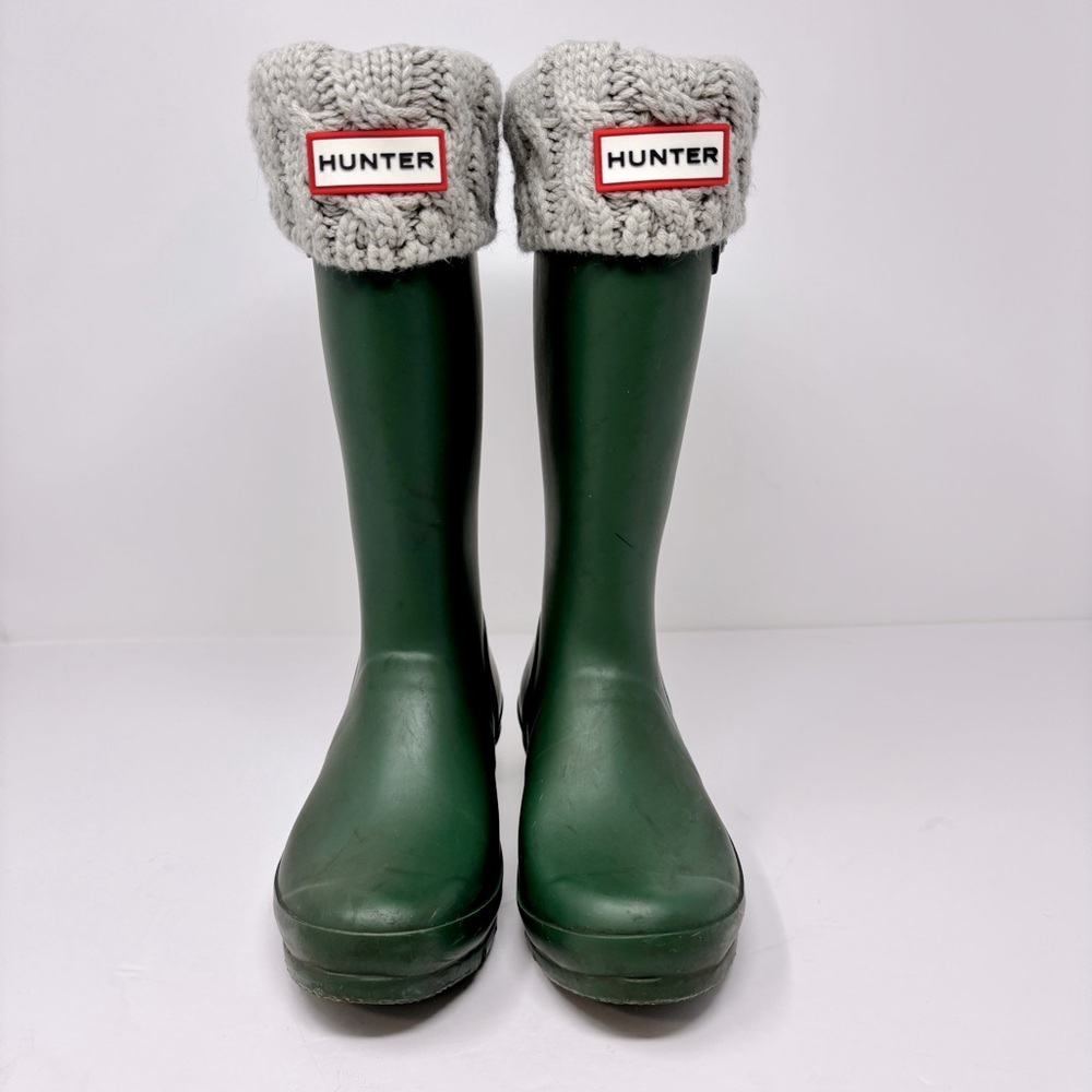 HUNTER Rain Boots With Cable Knit Liner Size 3 Girls